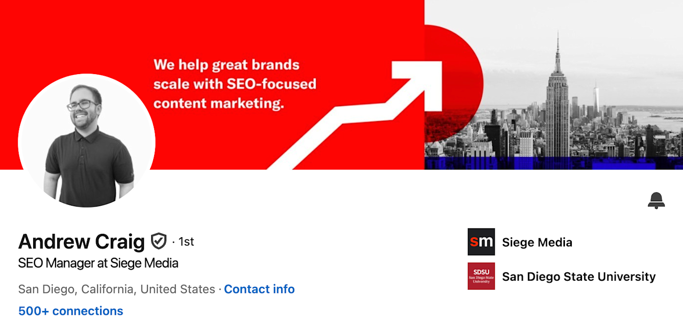 Screenshot of a LinkedIn banner idea showing your company's mission.