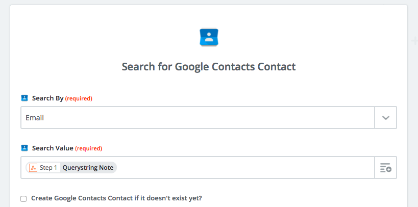 Zapier Google Contacts lookup