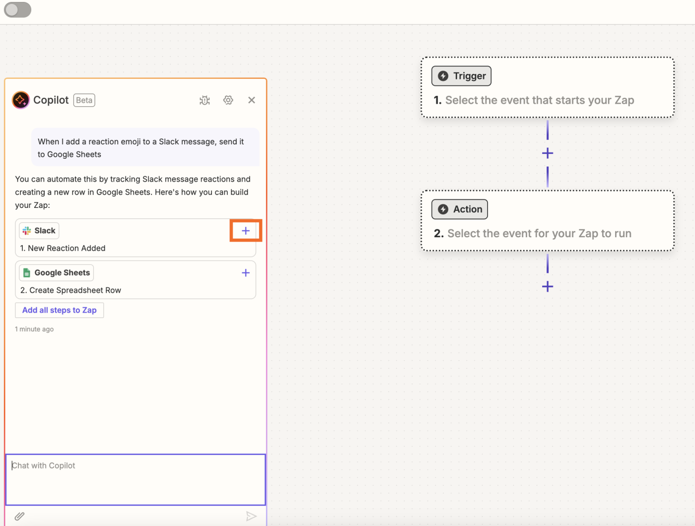 Screenshot of Copilot panel open