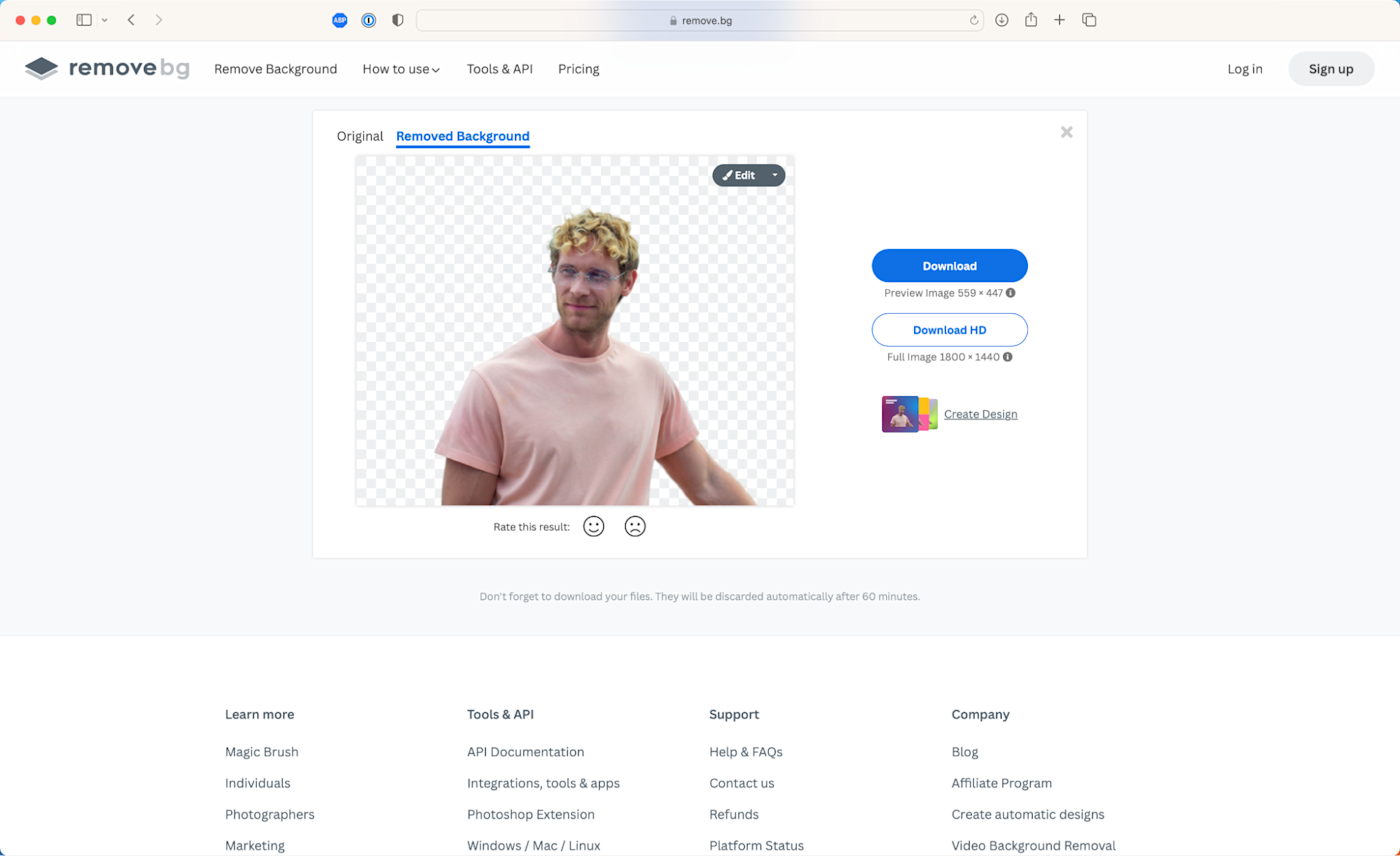 Remove.bg, a top AI image editor