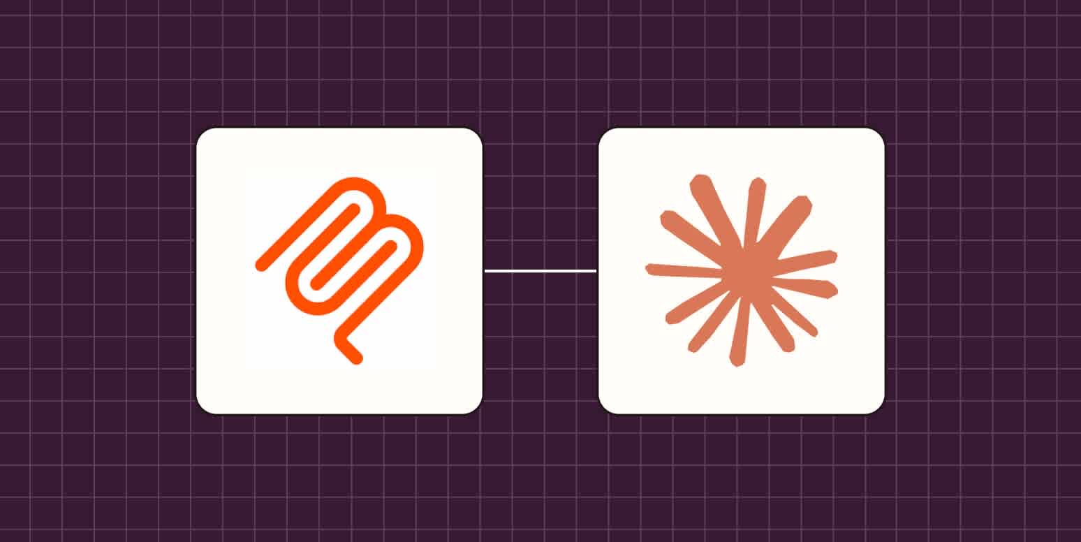 A hero image of the Zapier MCP app logo connected to the Claude app logo on a dark purple background.