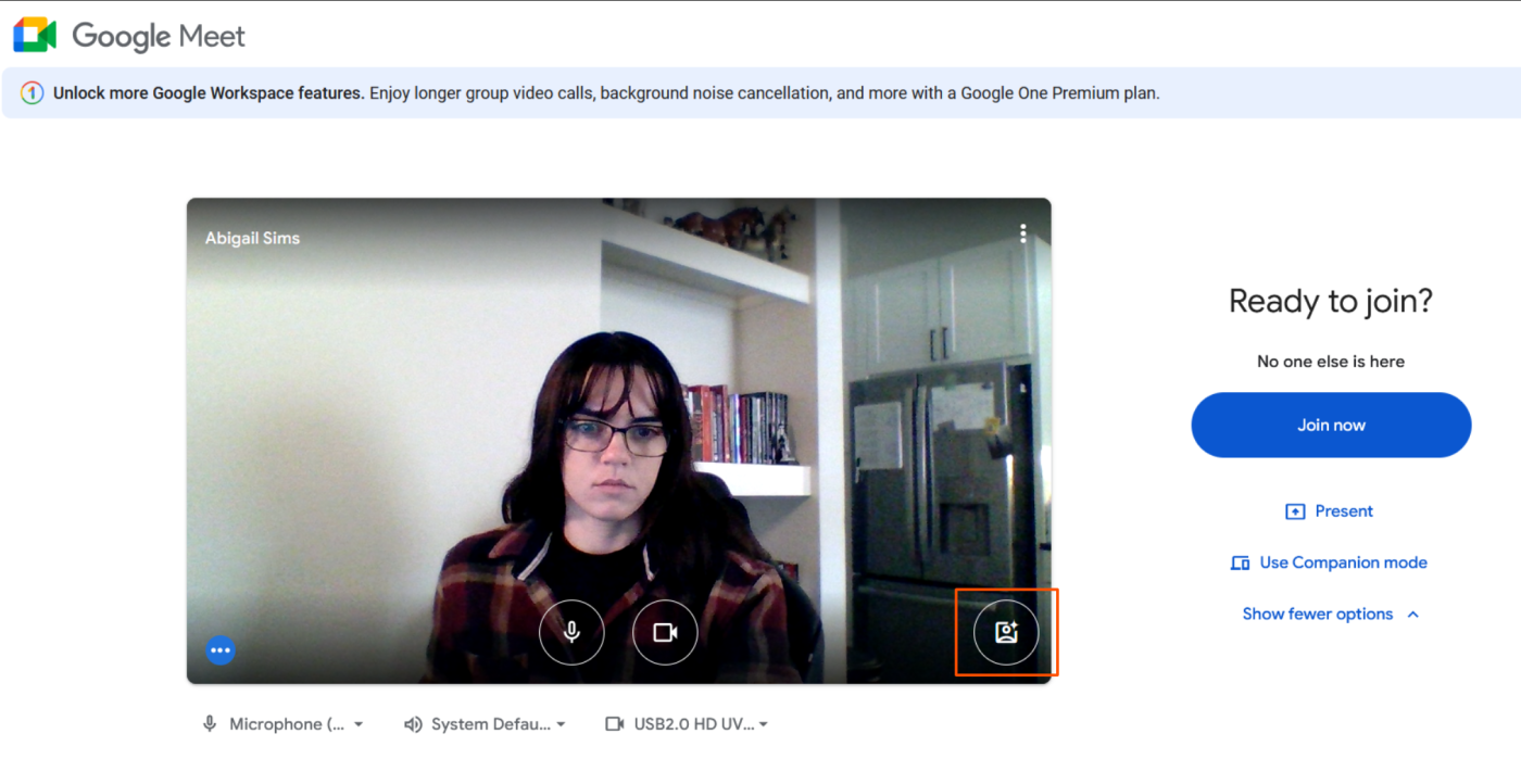 Screenshot of Google Meet video 