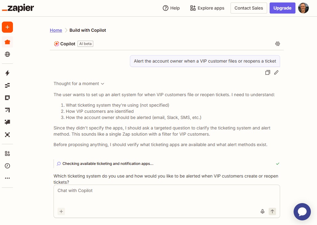 Building with Copilot in Zapier