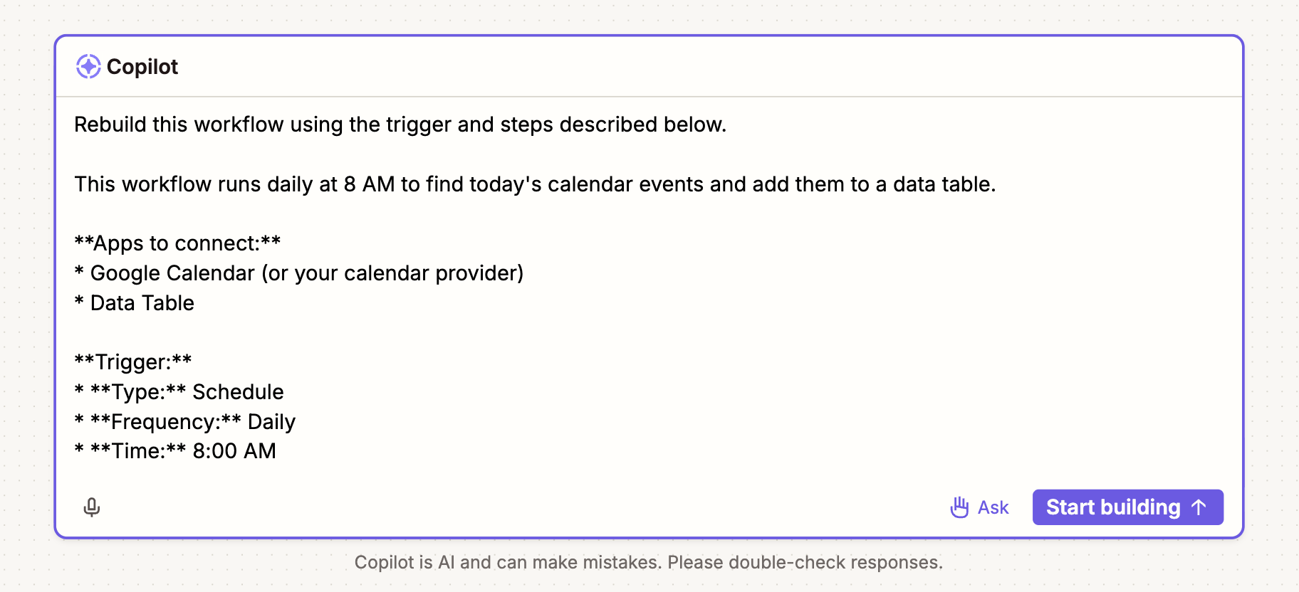 A prompt in Zapier Copilot