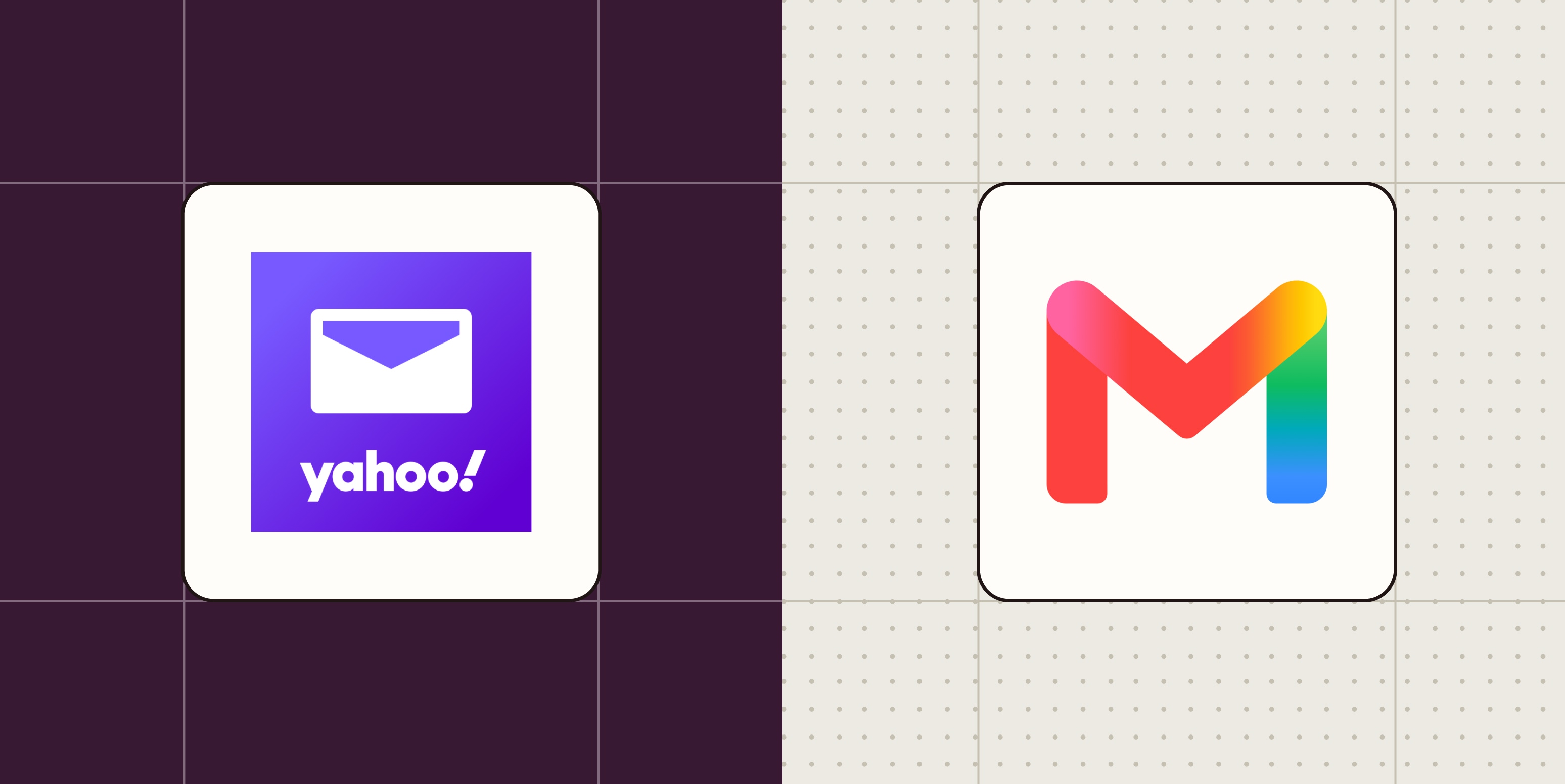 Hero image for app comparisons with the logos of Yahoo Mail and Gmail
