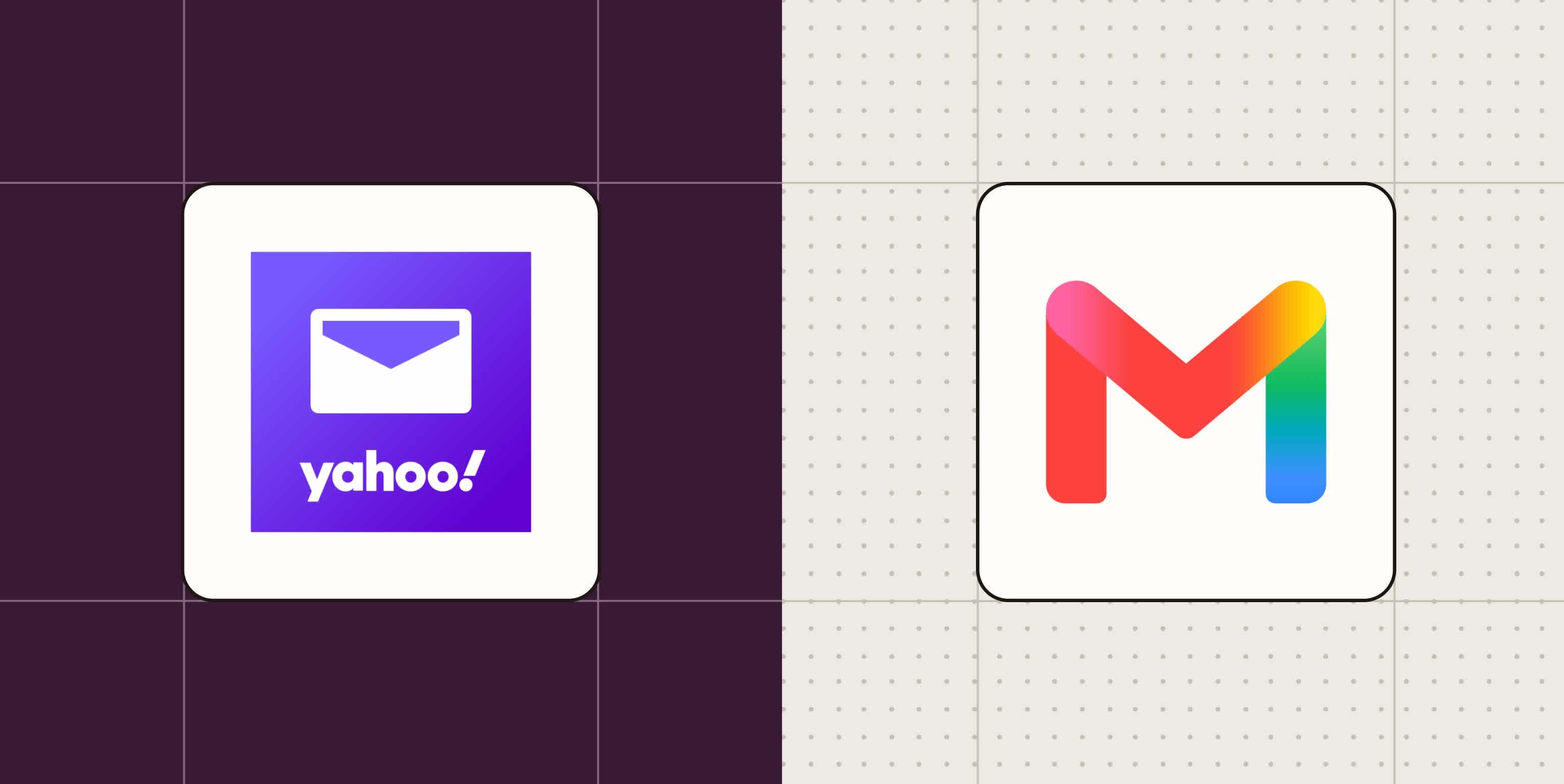 Hero image for app comparisons with the logos of Yahoo Mail and Gmail