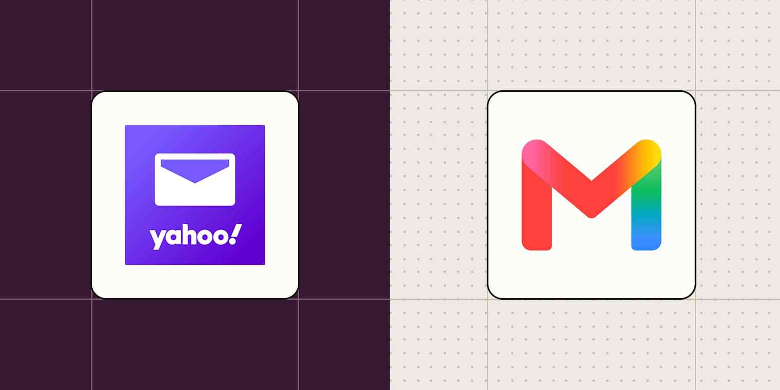Hero image for app comparisons with the logos of Yahoo Mail and Gmail