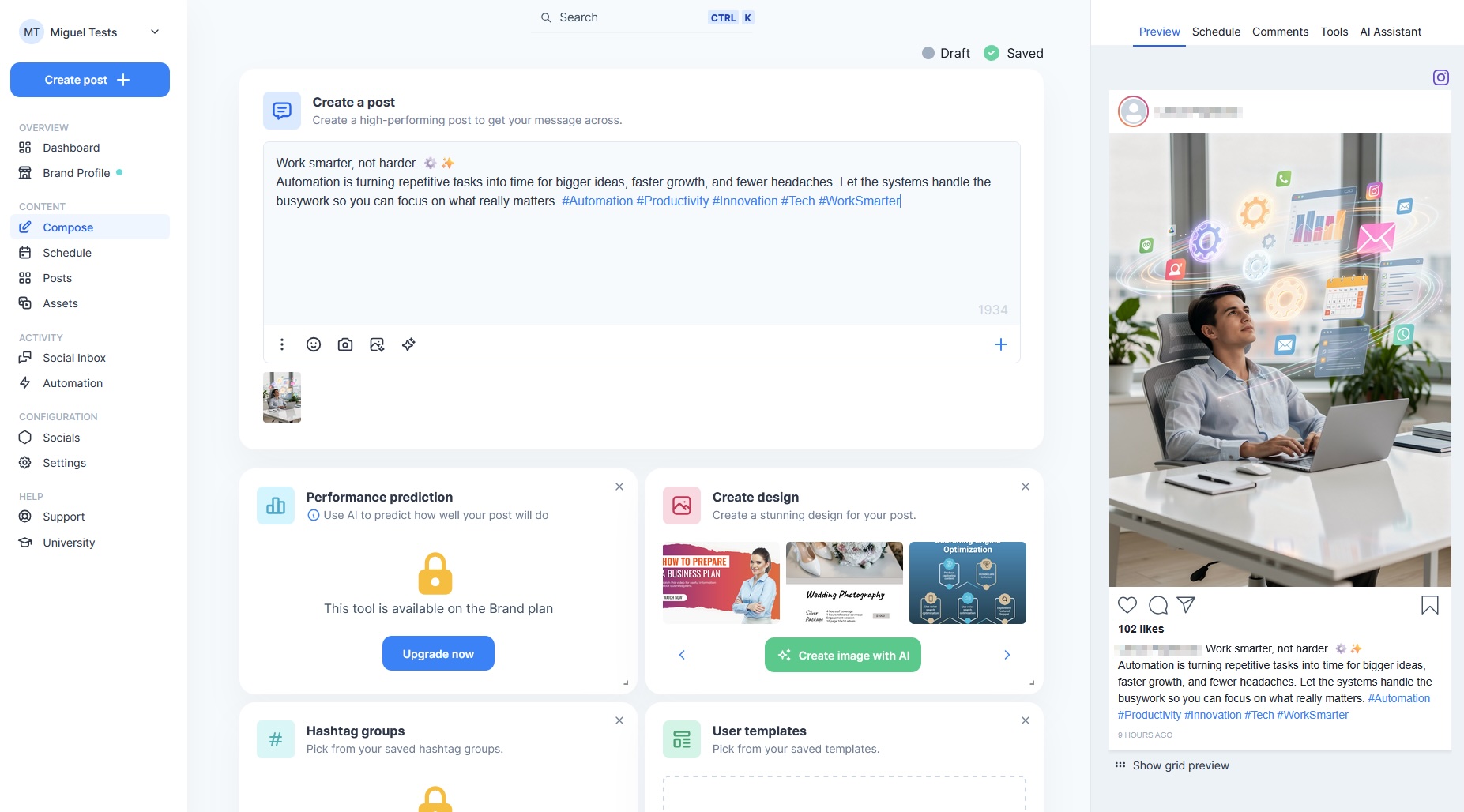 FeedHive, our pick for the best AI marketing tool for social media management.