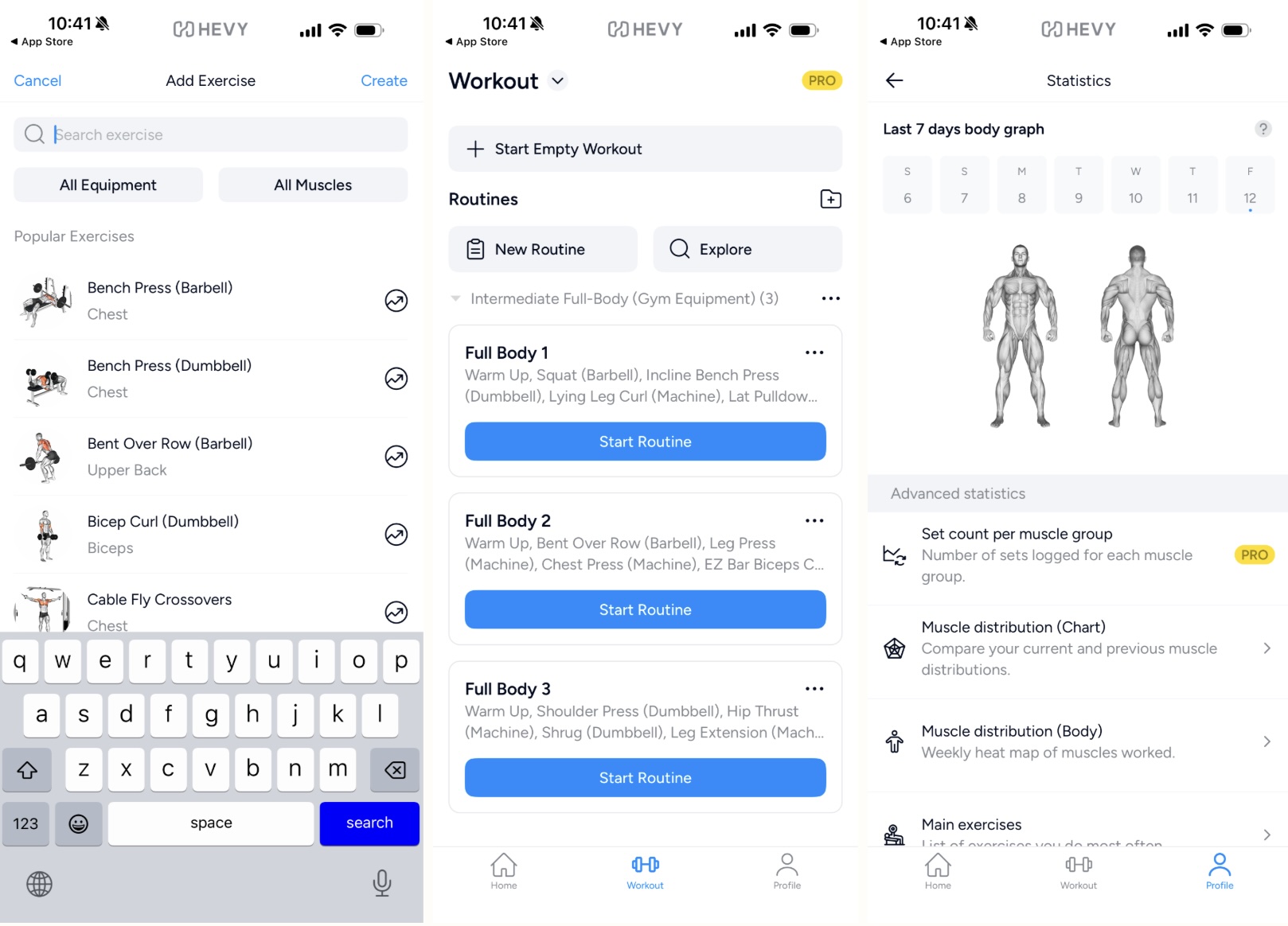 Hevy, our pick for the best fitness app for busy people