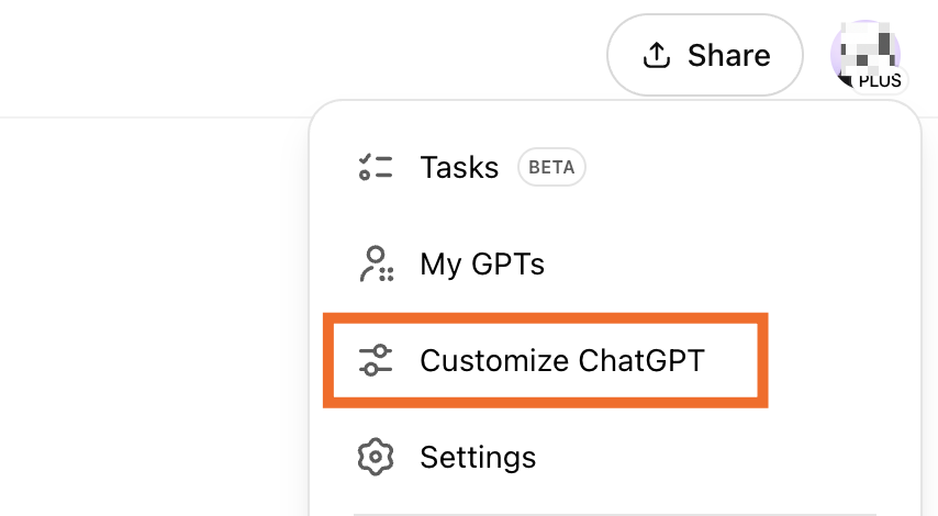 How to access custom instructions in ChatGPT.