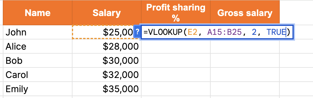 Screenshot of determining is_sorted value in a Google Sheet.