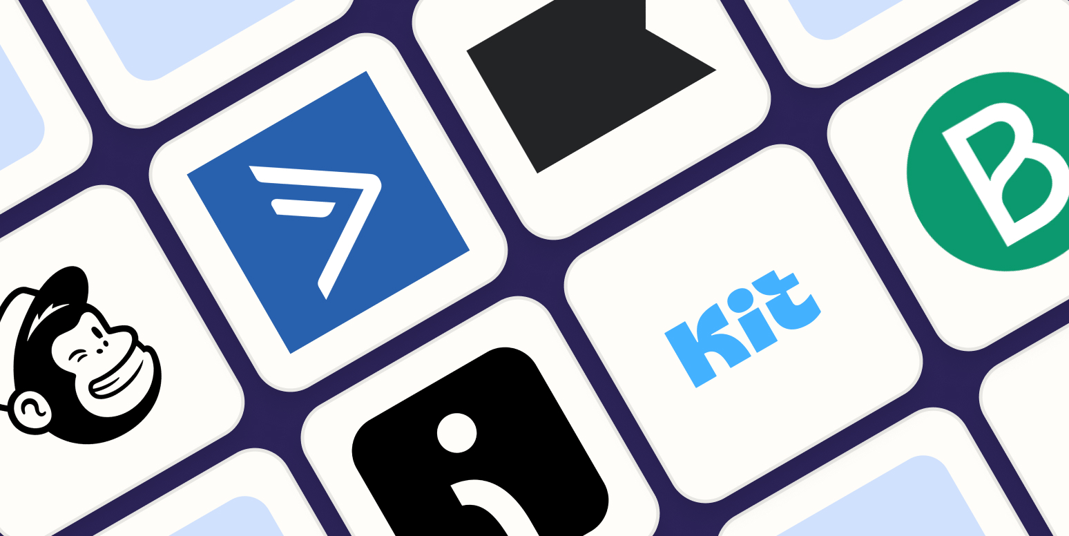 Hero image with logos for the best drip email marketing apps