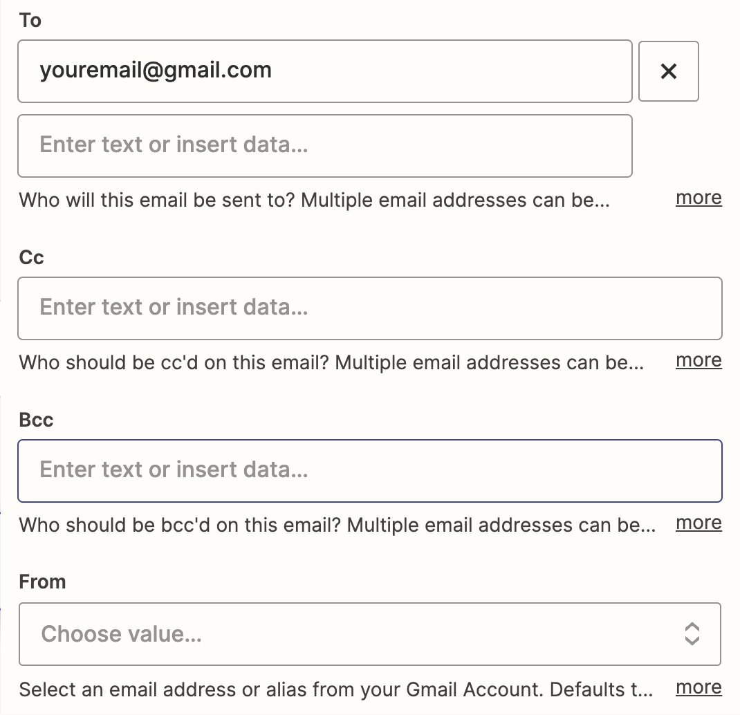 Fill out the recipient email and other fields to customize your email