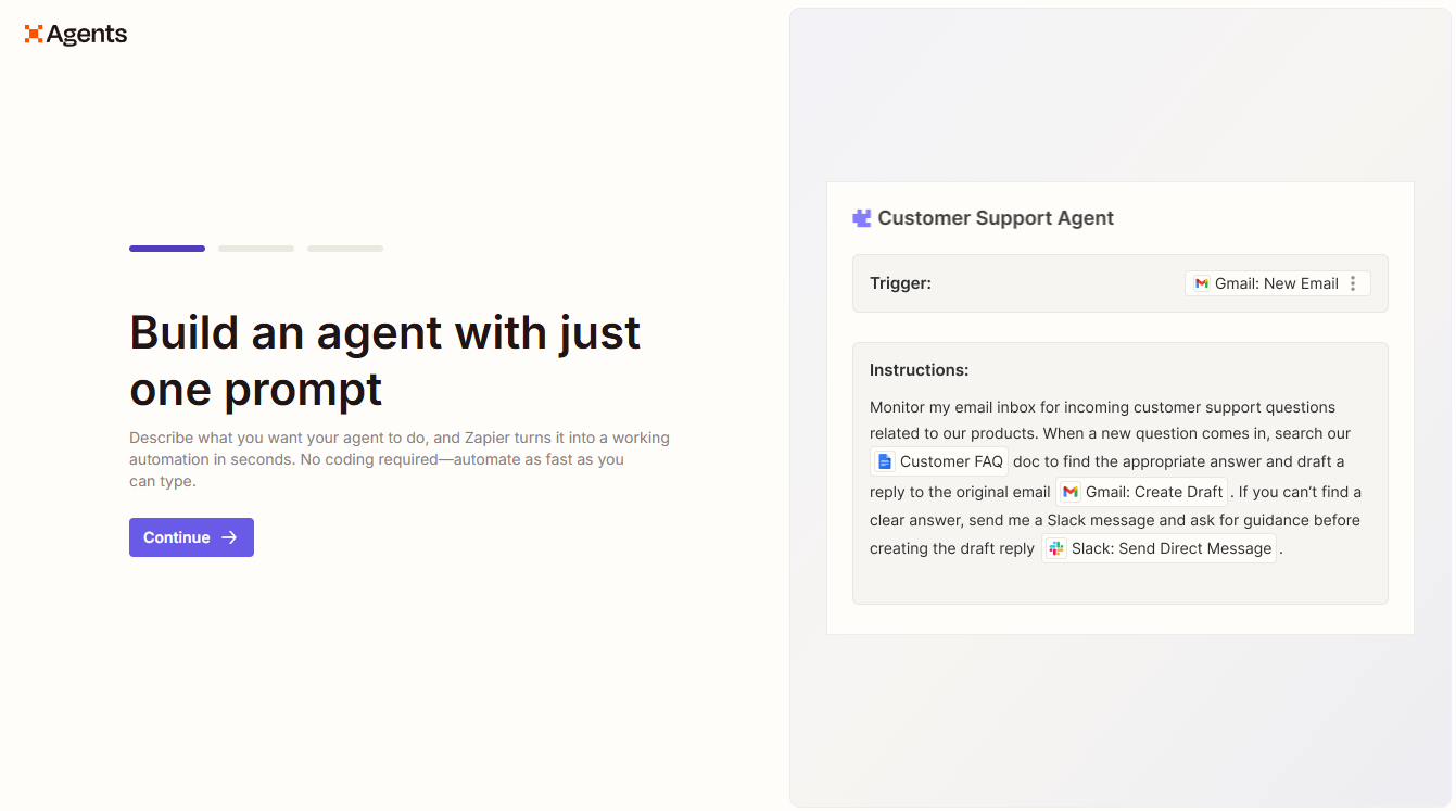 Building an agent with Zapier Agents