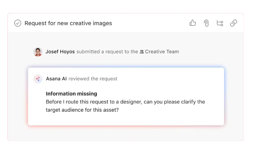 AI Studio reviewing a task in Asana