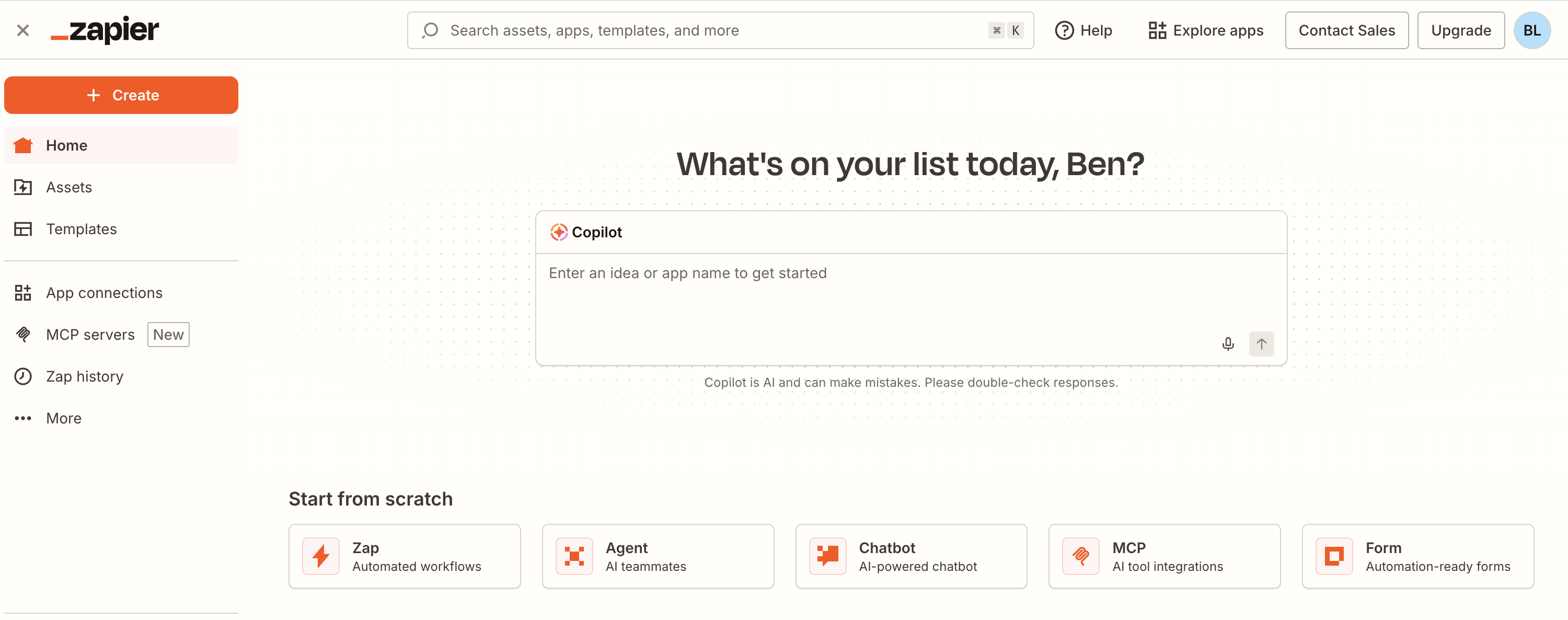 A screenshot of Zapier, an API integration platform.