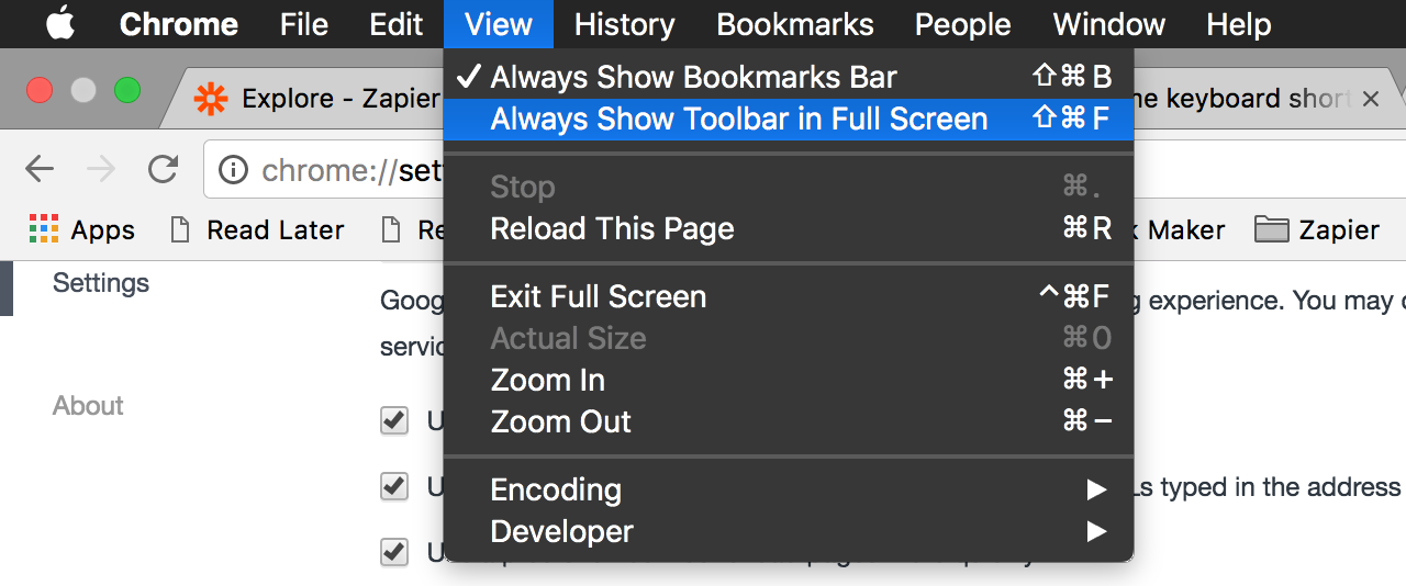 Chrome full-screen