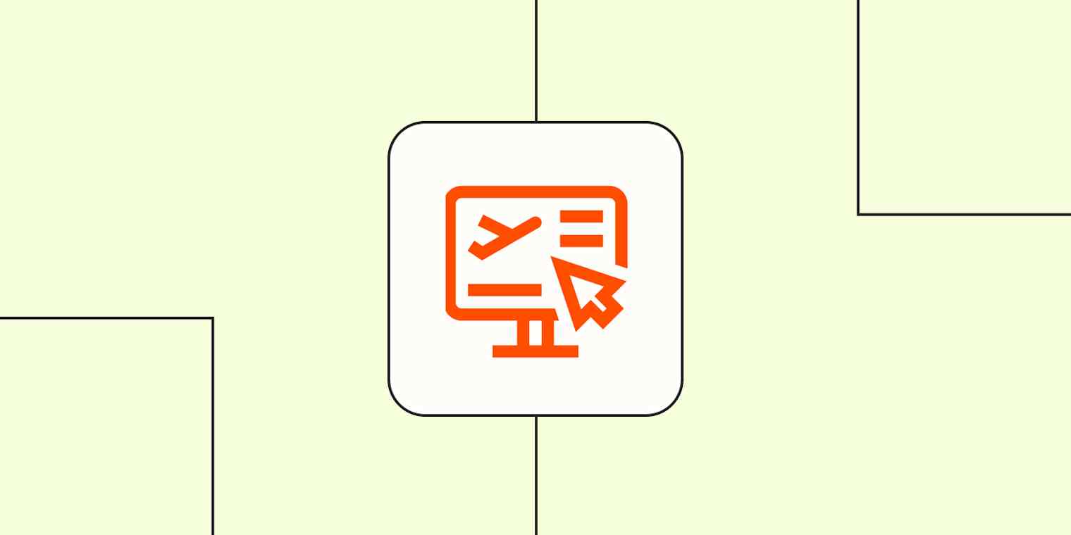 An orange icon of a computer monitor with an airplane and text against a lime green background