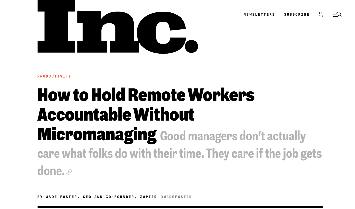 A screenshot of an article by Wade Foster in Inc