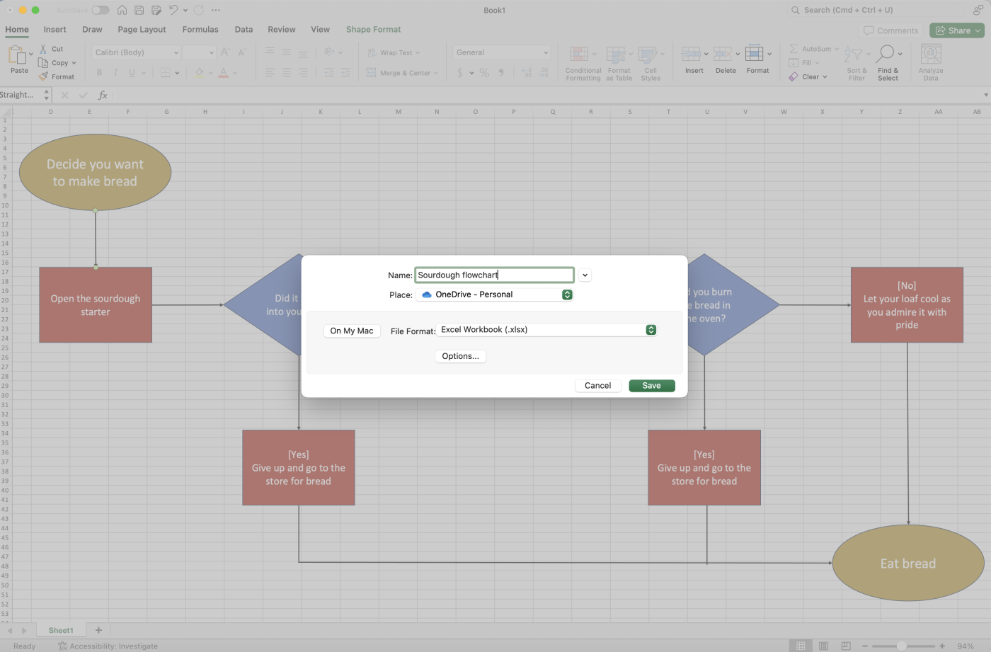 A screenshot of an Excel save screen.