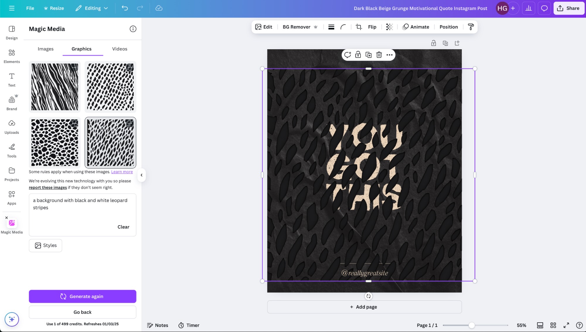 Canva, one of the top AI image generators