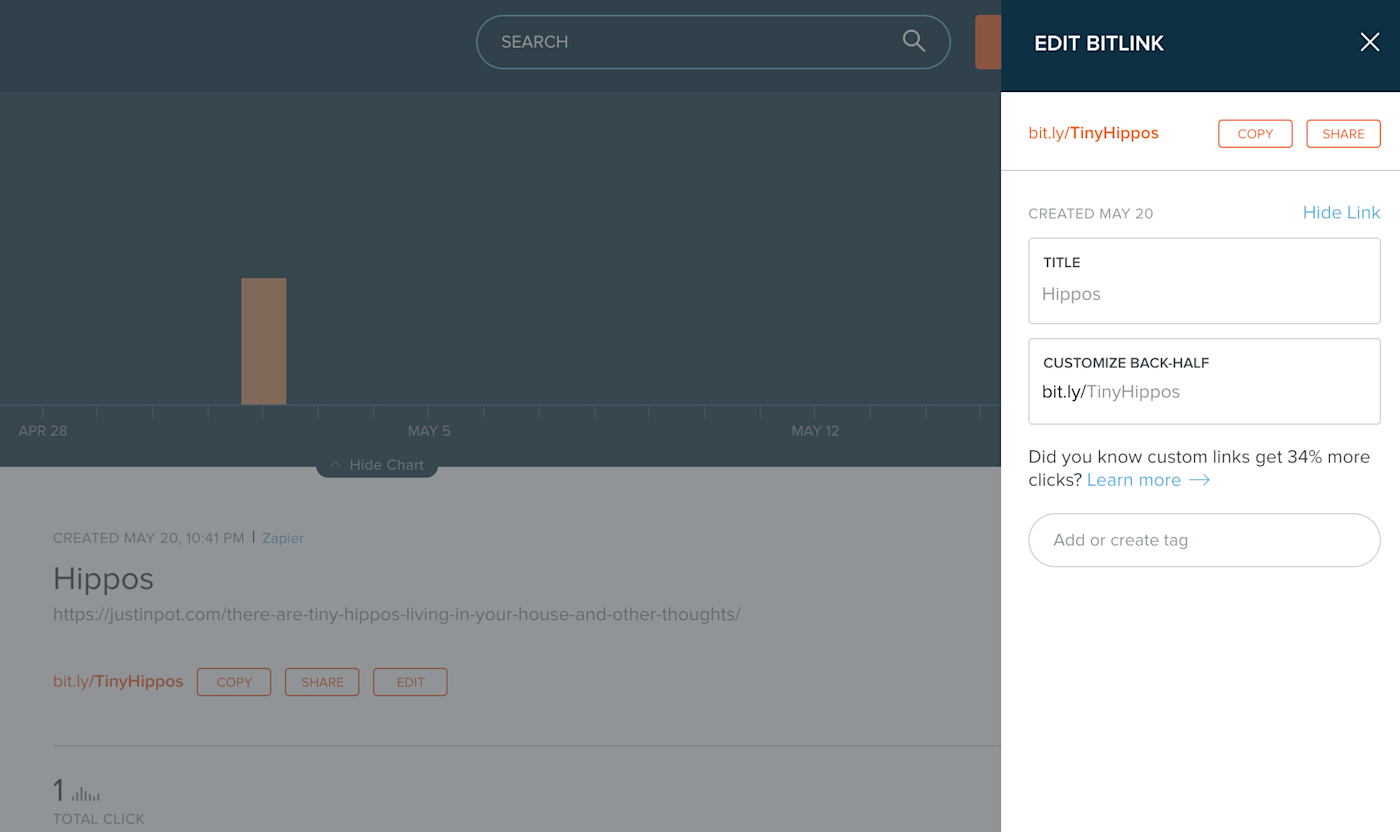 Bitly edit sidebar