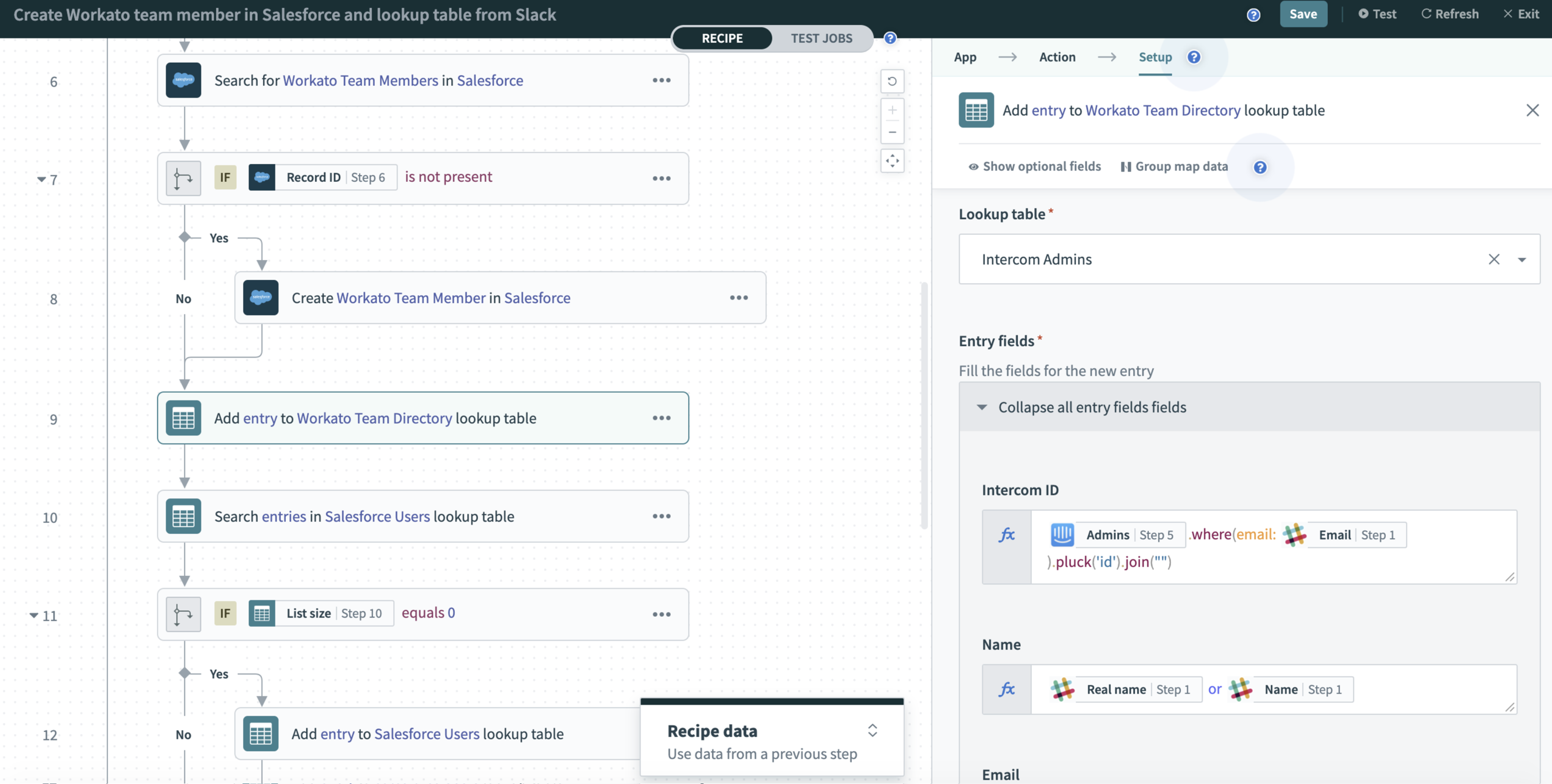 A screenshot of the Workato platform.