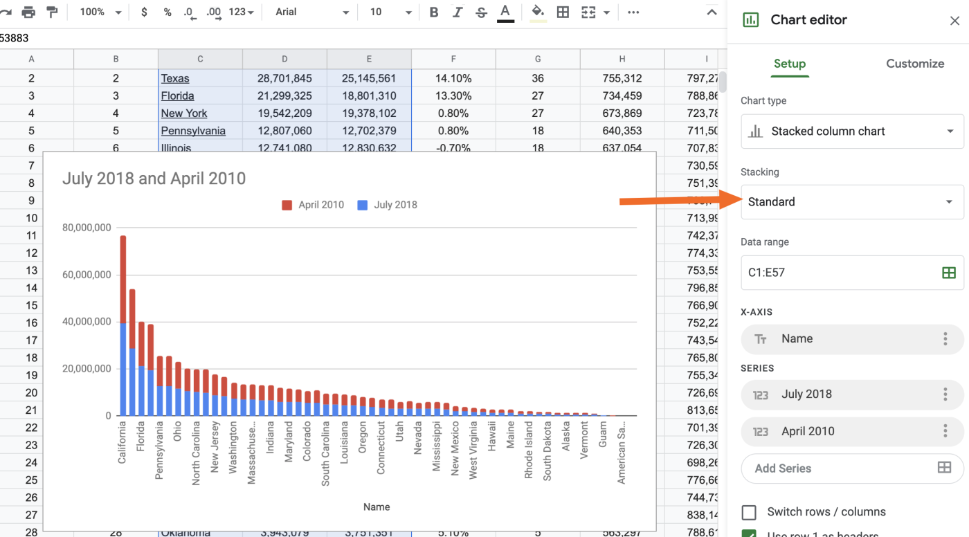 Google Sheets stacking