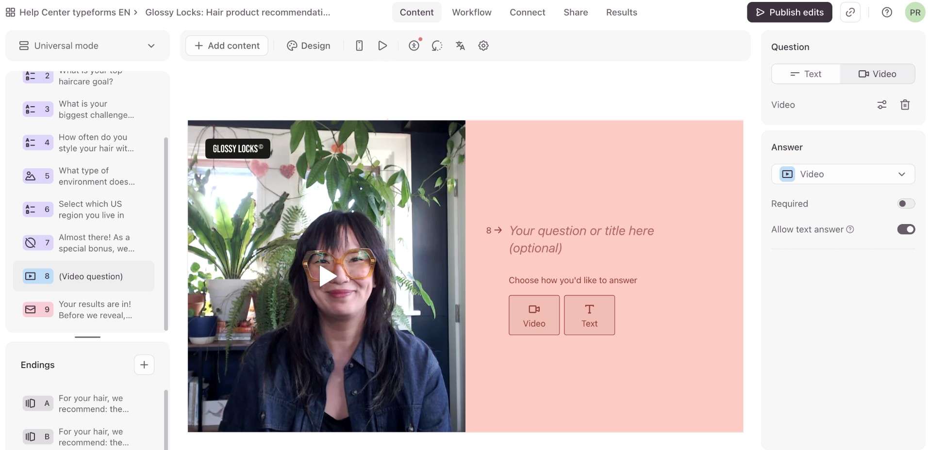 Video answers in Tyepform