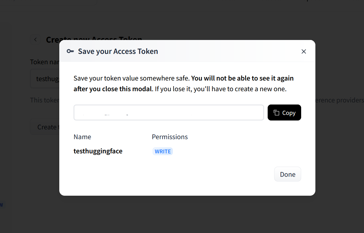 Saving the Hugging Face access token