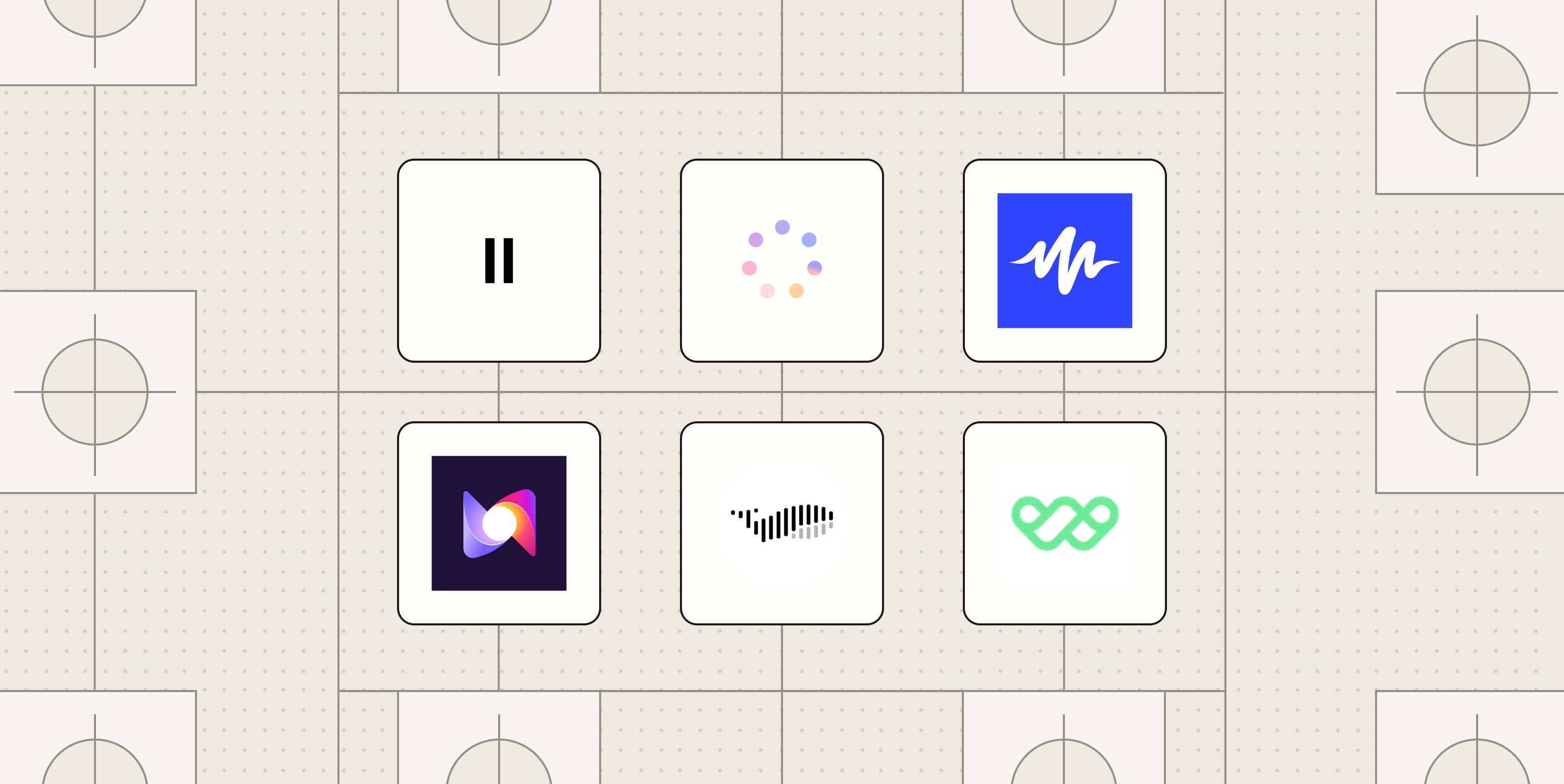 Hero image with the logos of the best AI voice generators