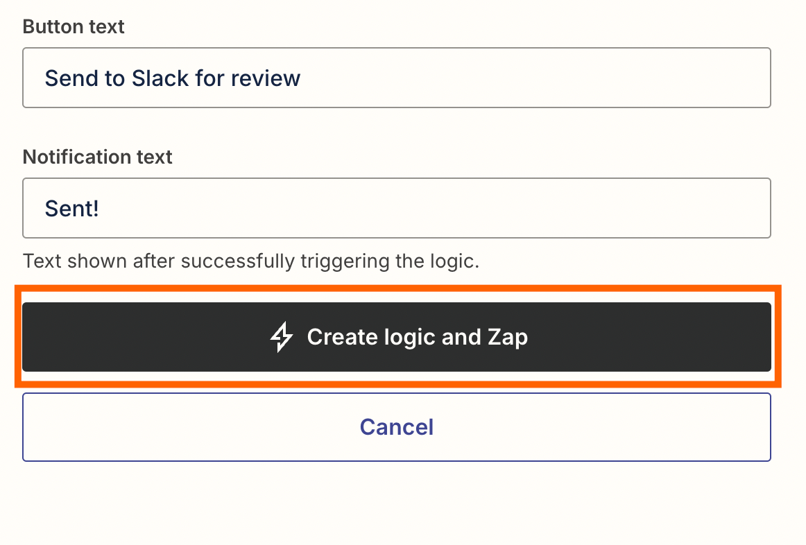 Screenshot of logic button