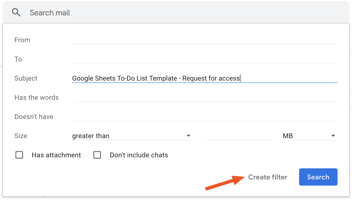 Selecting the parameters for your filter