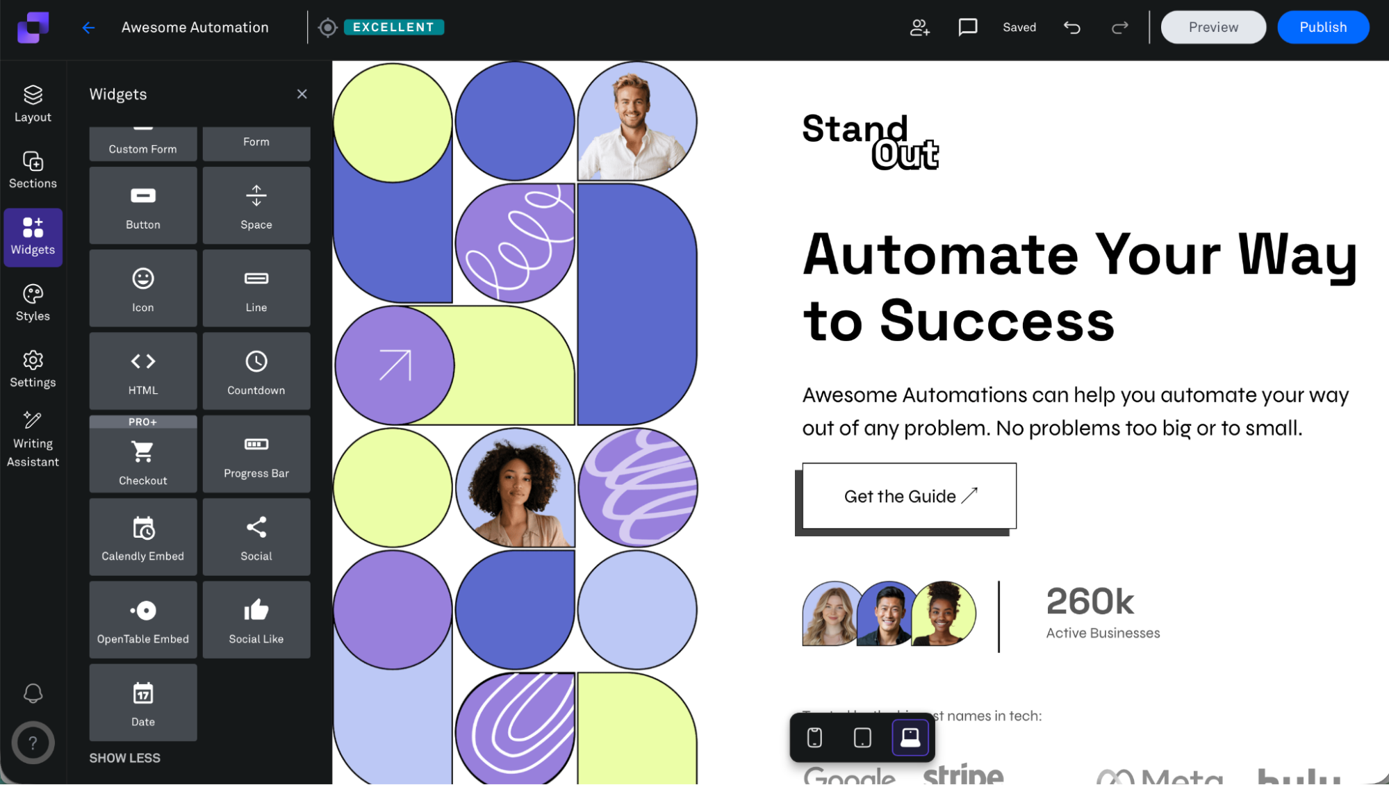 The interface for Leadpages, our pick for the best landing page builder for selling products.