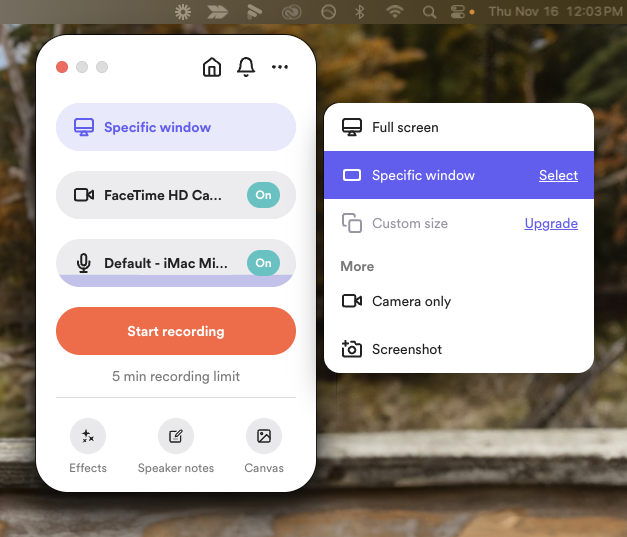 Loom, our pick for the best screen recording app for quickly recording and sharing on the desktop.