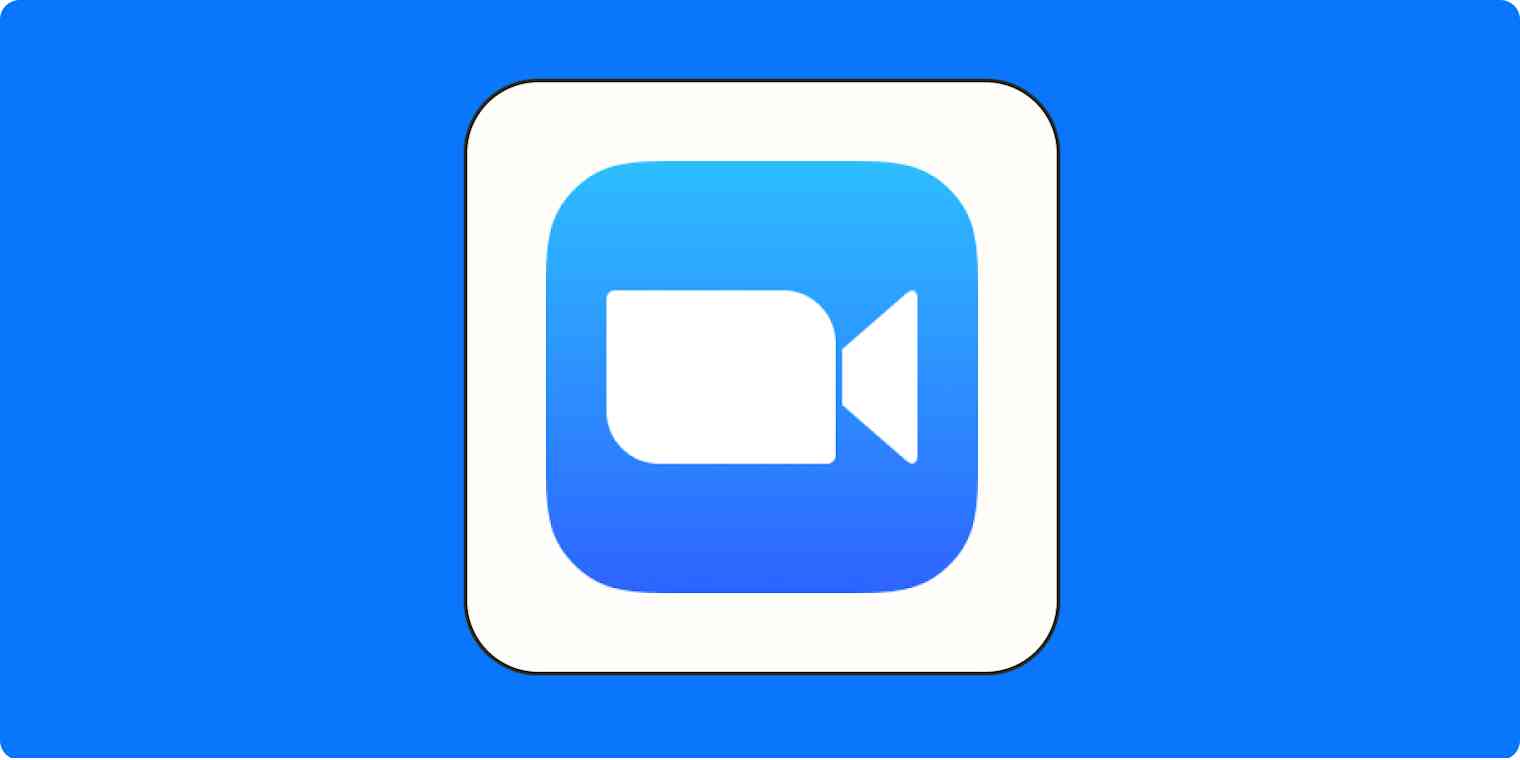 A hero image for Zoom app tips with the Zoom logo on a blue background