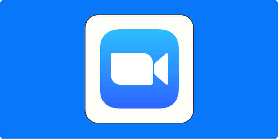 A hero image for Zoom app tips with the Zoom logo on a blue background