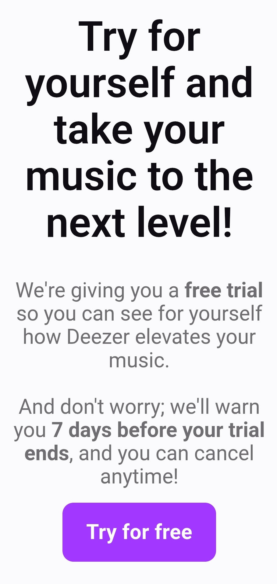 A drip marketing email from Deezer