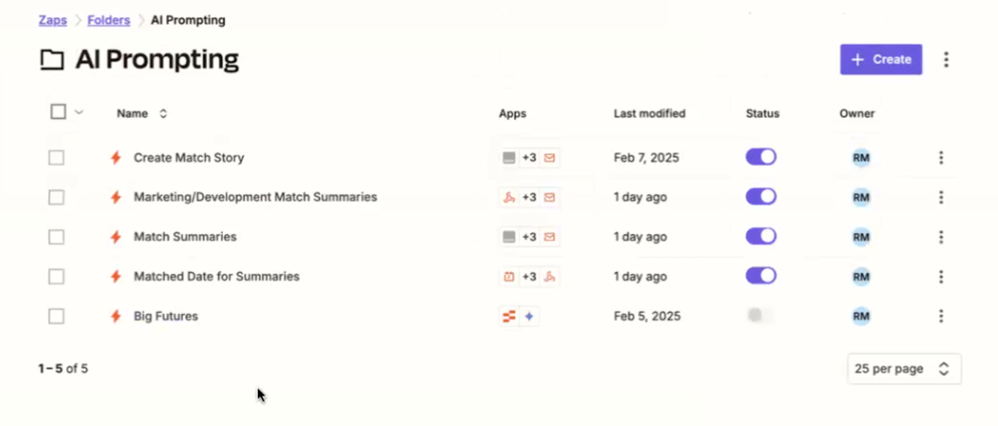 A list of Zaps for AI prompting