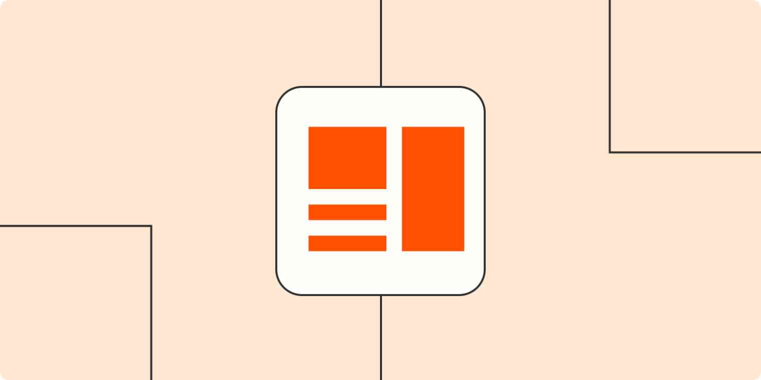 An icon of an online form in a white square on an orange background.