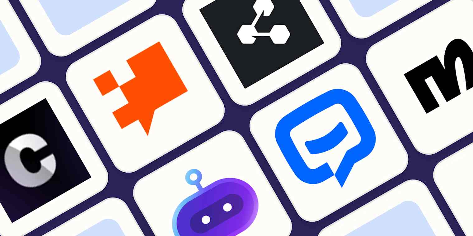 Hero image with the logos of the best chatbot builders