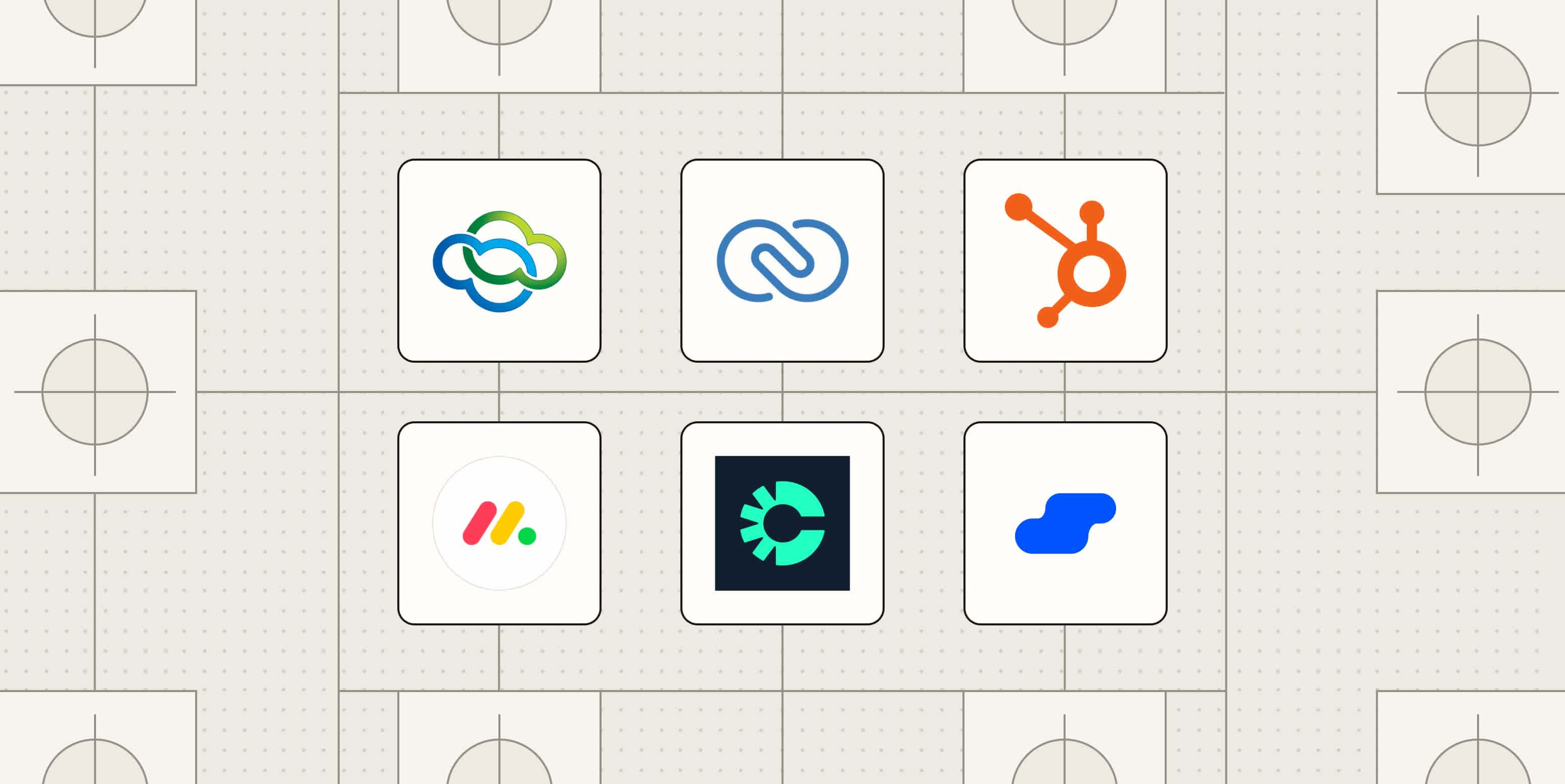 Hero image with the logos of the best CRMs for small business