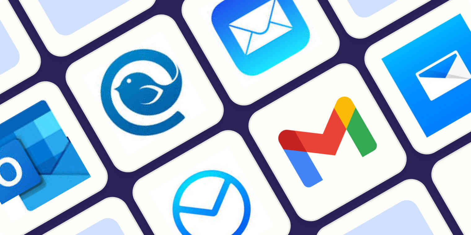 Hero image with the logos of the best email apps