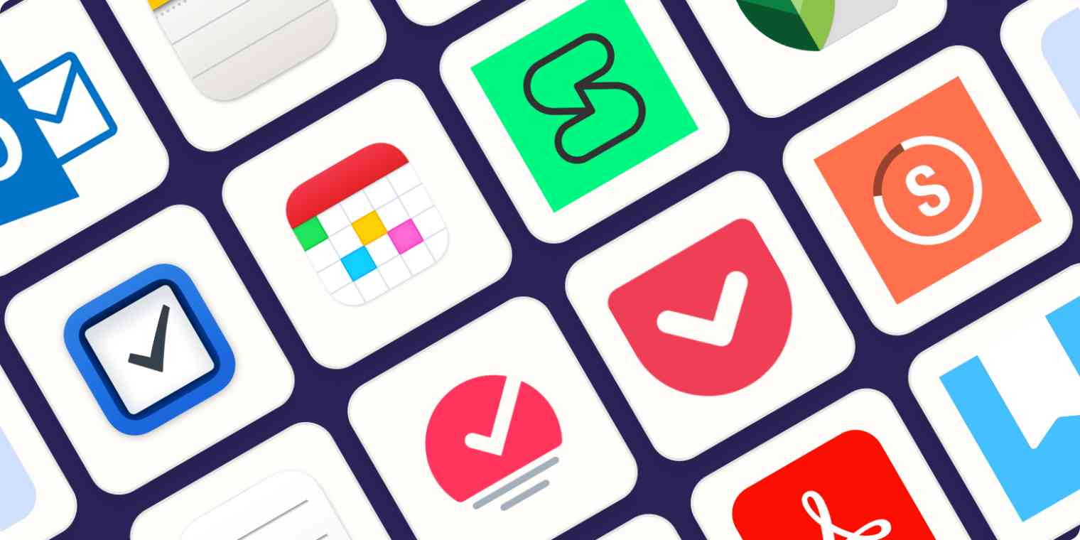 Hero image with the logos of the best iPhone productivity apps
