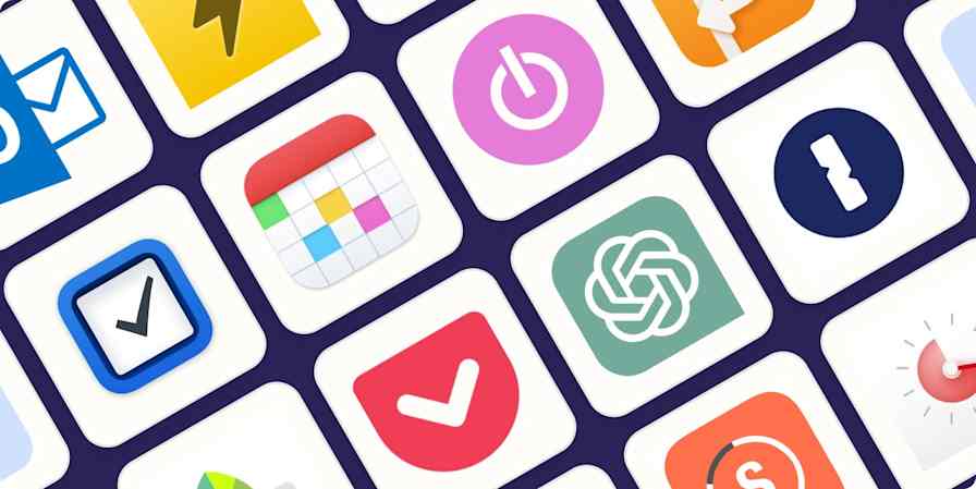 Hero image with the logos of the best iPhone productivity apps