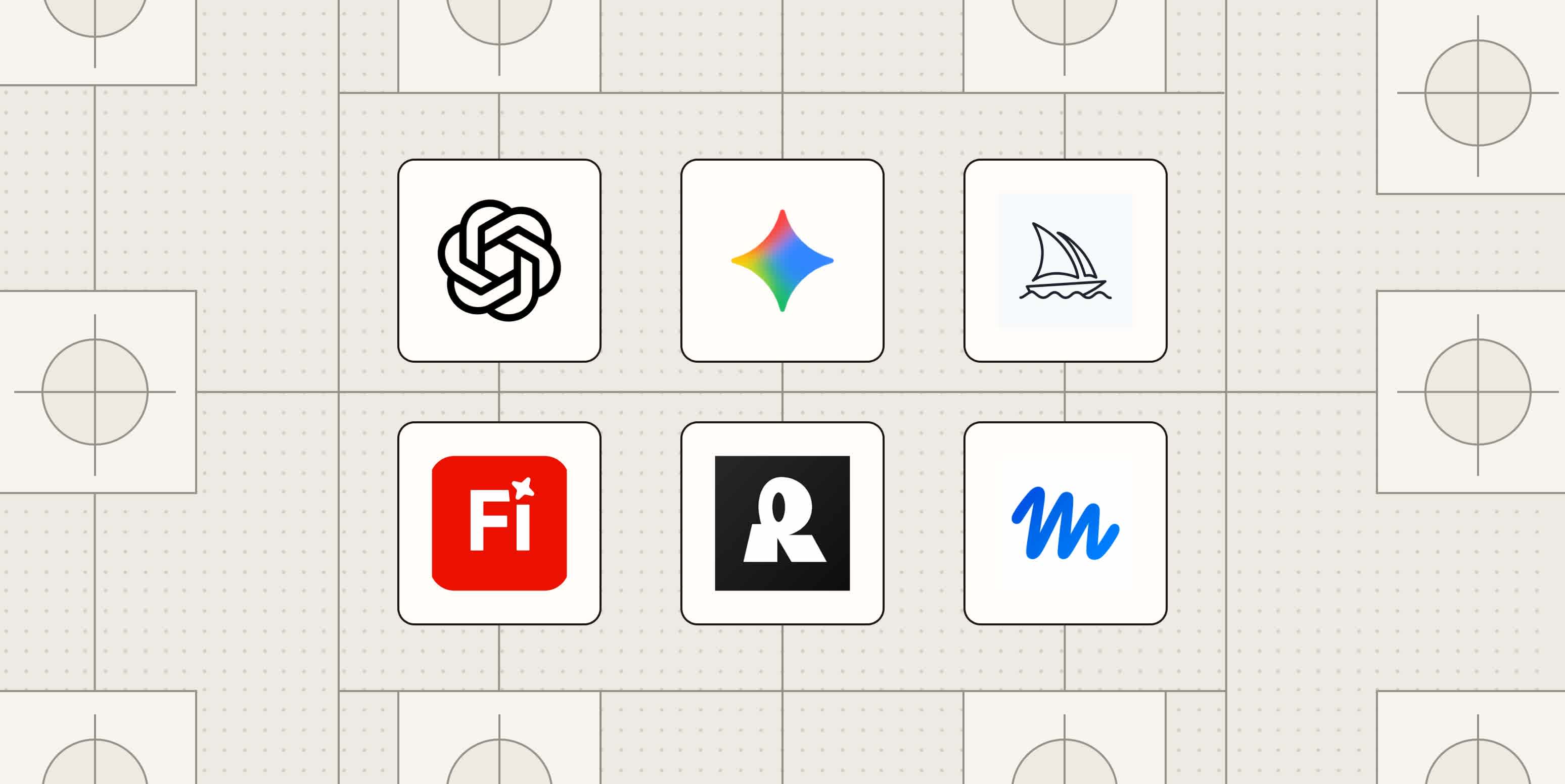 Hero image with the logos of best AI image generators