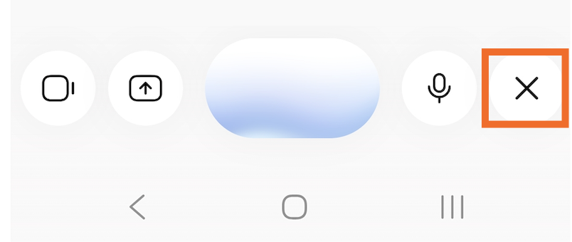 Portion of the conversation window in the Gemini mobile app with the X next to the prompt bar highlighted.