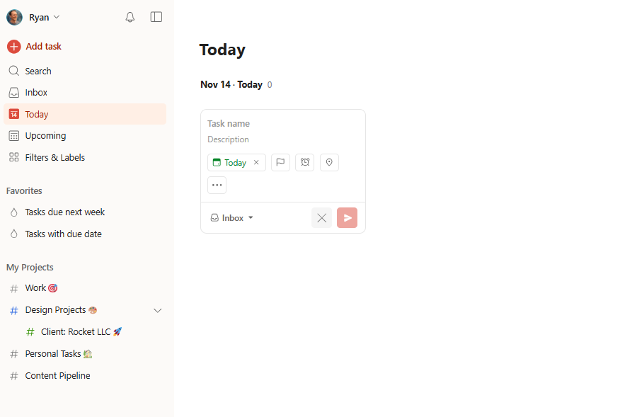 Todoist task view