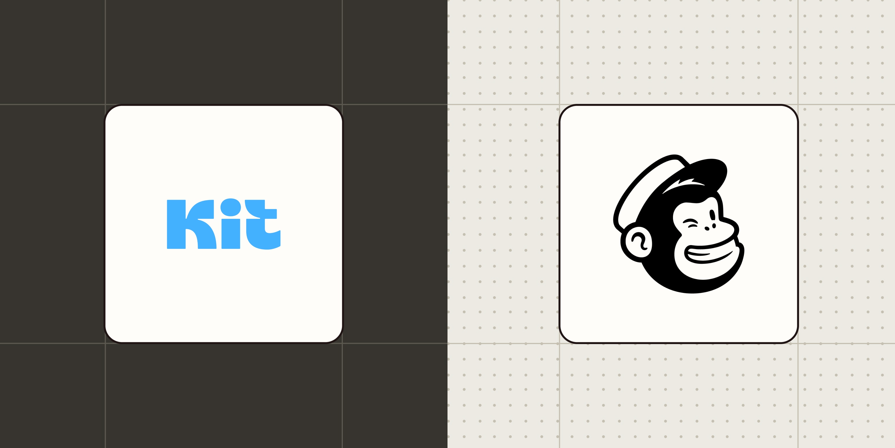 Hero image for app comparisons with the ConvertKit and Mailchimp logos