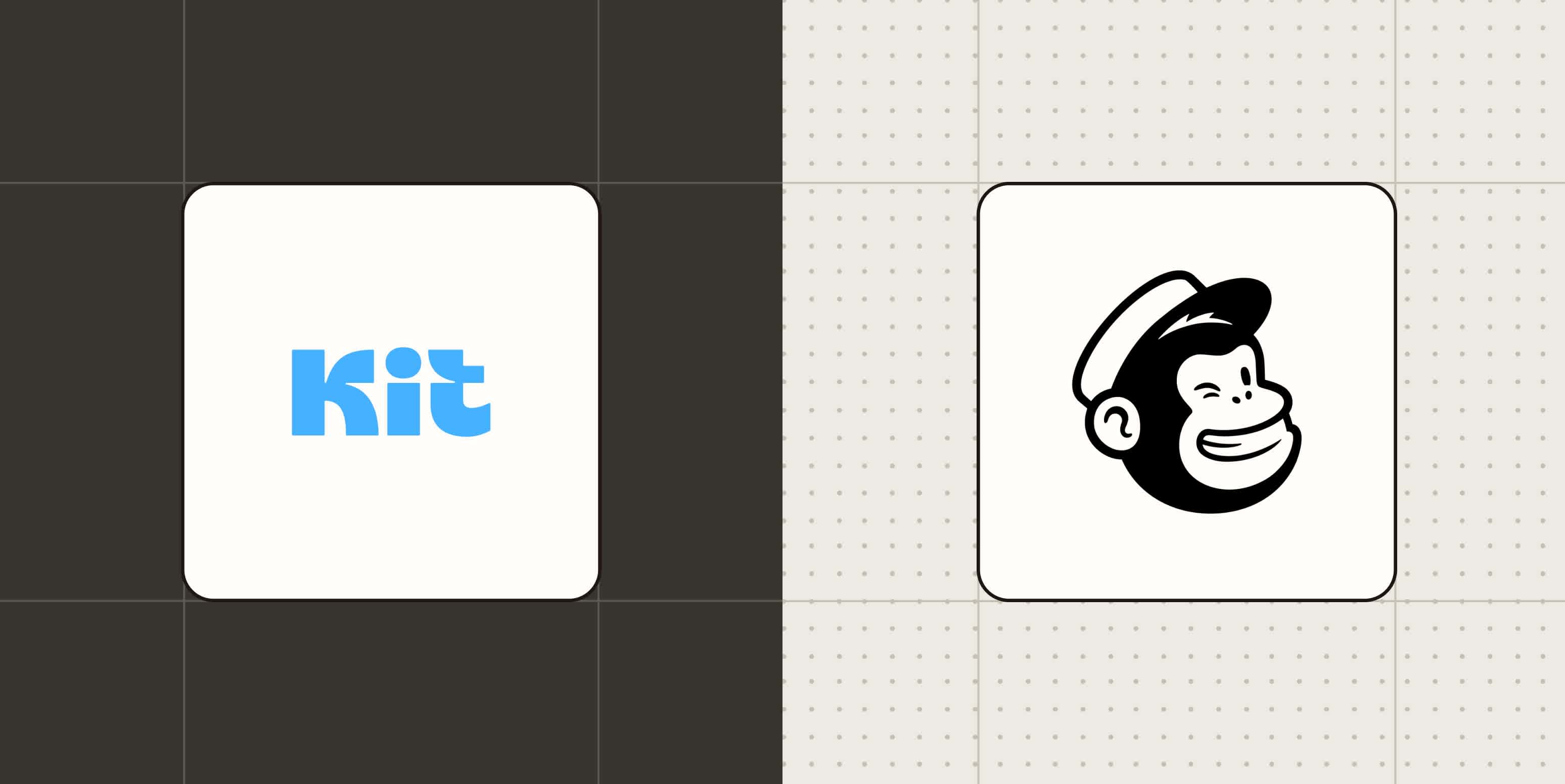 Hero image for app comparisons with the ConvertKit and Mailchimp logos